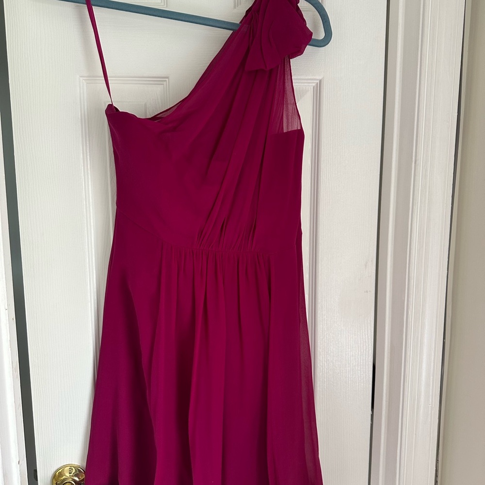 Elegant One-Shoulder Dress in Deep Pink